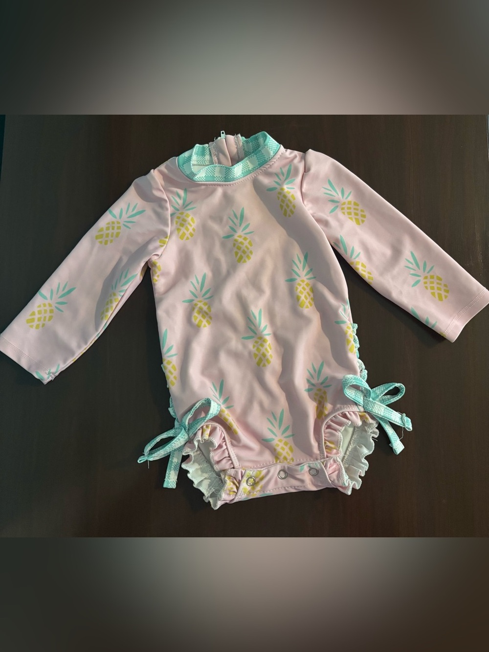 Sugarbee Clothing Co. 6m Infant Girls Long Sleeve Rashguard Pink Pineapple Swim